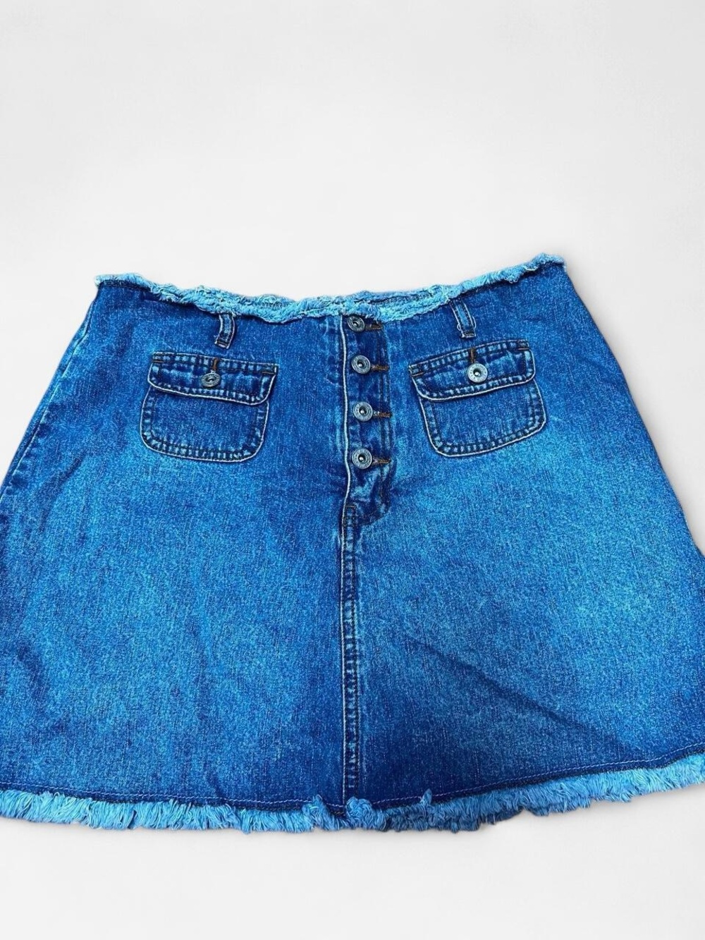 L.A. Blues Blue Button-Front Denim Mini Skirt